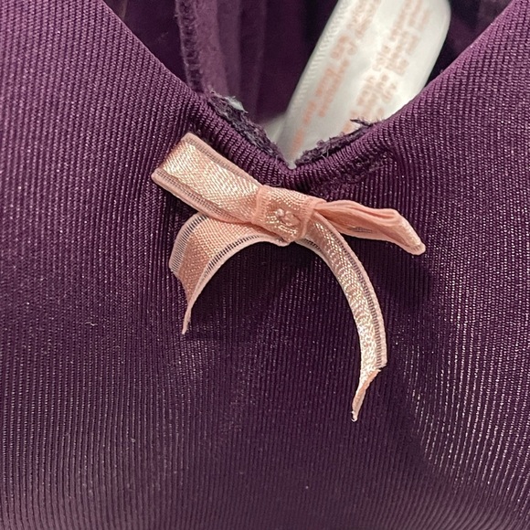 Cacique Lightly Lined Purple Balconette Wired Bra 34F Bow Detail Convertible - Picture 8 of 9